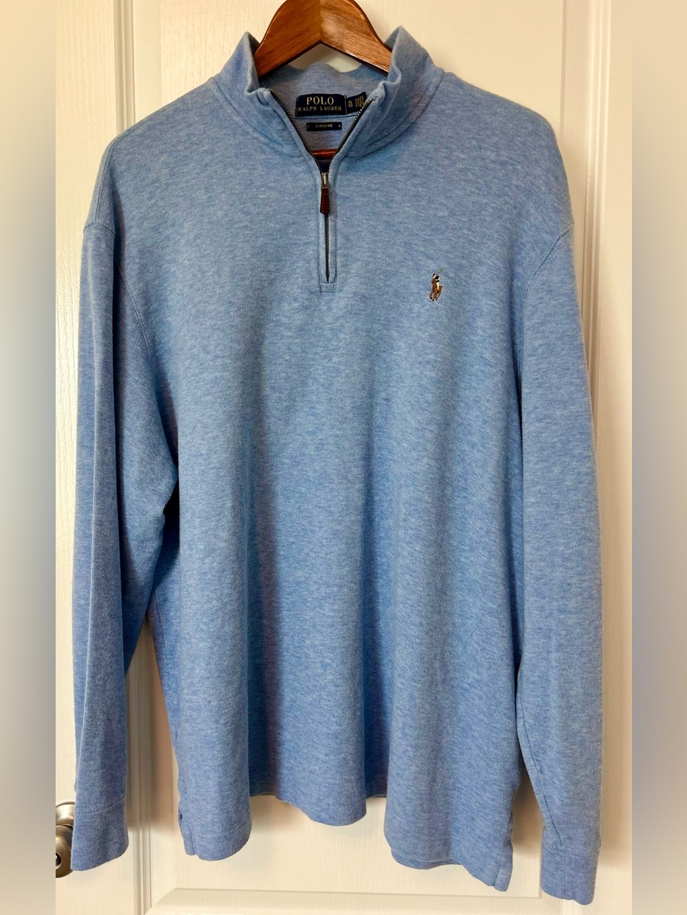 Polo Ralph Lauren – Men’s XL – Blue Estate Rib Quarter Zip Pullover Pony Cotton